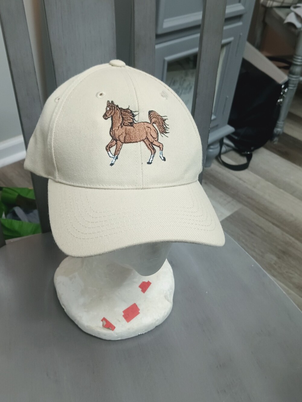 Lids Cream Baseball Cap with Embroidered Brown Horse